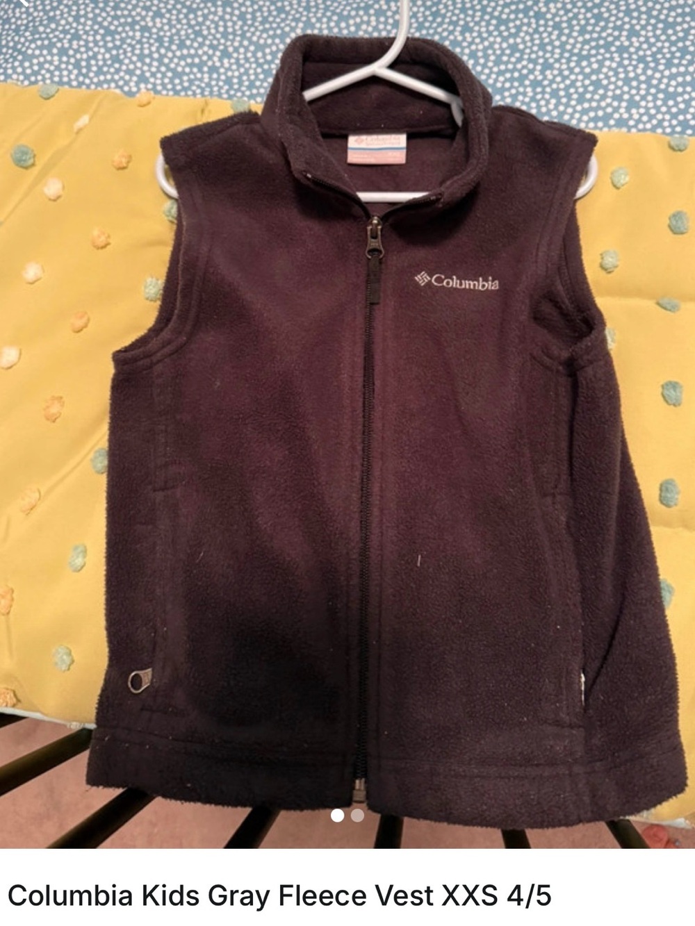 Columbia Kids Dark Gray Fleece Vest - Sleeveless Zip Jacket